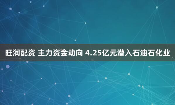旺润配资 主力资金动向 4.25亿元潜入石油石化业